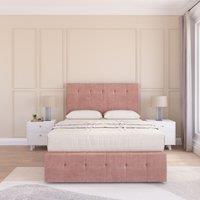 Sloomy Cambridge Divan Bed Set With No drawers & Matching Footboard - Plush Velvet in Pink | Size: Small Double