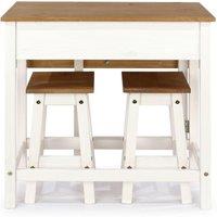 Core Products Corona Breakfast Drop Leaf Table & 2 Stools Set - H84cm x W80cm x D40-72cm in White