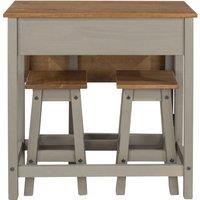 Core Products Corona Breakfast Drop Leaf Table & 2 Stools Set - H84cm x W80cm x D40-72cm in Grey