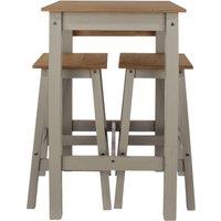 Core Products Linea Drop Leaf Breakfast Table & 2 High Stools Set - H100cm x W60/100cm x D60cm in Grey