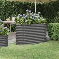 Berkfield Home Garden Raised Bed Powder-coated Steel 114x40x68 cm Grey | Size: 114 x 40 x 68 cm