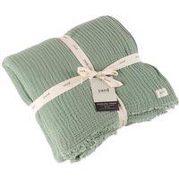 Yard Lark 100% Cotton Muslin Frayed Edge Throw in Green | Size: 240 cm x 260 cm