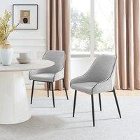 FurnitureboxUK Beaumont 2x Fabric Black Leg Dining Chair in Grey
