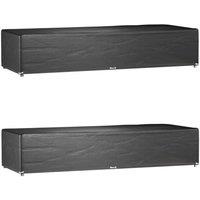 Berkfield Home Sunlounger Covers 2 pcs 12 Eyelets 205x75x40 cm Polyethylene in Black | Size: 205 x 75 x 40 cm