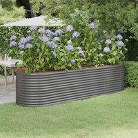 Berkfield Home Garden Raised Bed Powder-coated Steel 296x80x68 cm Grey | Size: 296 x 80 x 68 cm
