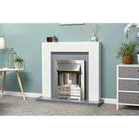 Adam Fires & Fireplaces Helios Electric Fire in Brushed Steel in Silver