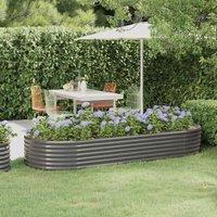 Berkfield Home Garden Raised Bed Powder-coated Steel 249x100x36 cm Grey | Size: 249 x 100 x 36 cm
