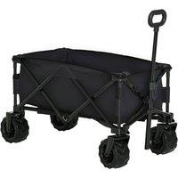 OUTSUNNY Outdoor Pull Cart Folding Cargo Wagon Trailer Beach Garden w/ Handle in Black