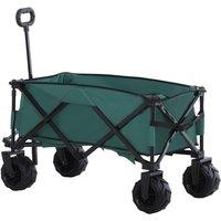 OUTSUNNY Outdoor Pull Cart Folding Cargo Wagon Trailer Beach Garden w/ Handle in Green