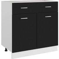 Berkfield Home Drawer Bottom Cabinet Black 80x46x81.5 cm Engineered Wood