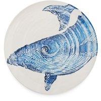 BlissHome Creatures Ceramic Round Platter with Blue Whale Design 37cm in White