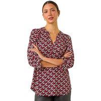 Roman Women's Geometric Print Shirt in Red | Size: 12
