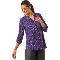 Roman Women's Stretch Speckled Print Blouse in Purple | Size: 12
