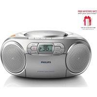 Philips AZ127 Portable Stereo CD Radio FM Cassette Player in Silver