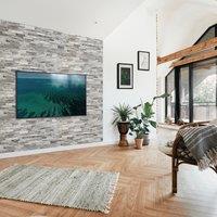 Novecrafto 3D Wall Panels Slim Stone Brick Effect PVC Cladding Panels 96cm x 48cm (6 Sheets) in Grey | Size: 96 cm x 48 cm