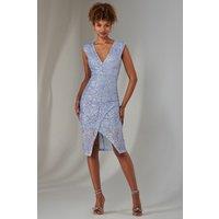 Jolie Moi Women's Demi Sequin Wrap Slit Bodycon Dress in Lilac | Size: 8