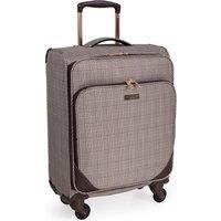 London Fog The Camberley 22 Soft Shell Cabin Suitcase 4 Spinner Wheeled Luggage in Brown | Size: Small