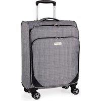 London Fog The Newbury 22 Soft Shell Cabin Suitcase 4 Spinner Wheeled Luggage in Black | Size: Small
