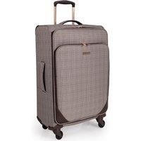 London Fog The Camberley Soft Shell Hold Luggage 4 Spinner Wheel Suitcase in Brown | Size: Large