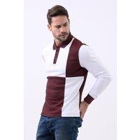 Enorsia Men's Colour Block Polo Shirt in Red | Size: Large