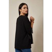 HOXTON GAL Women's Oversized Black Sequin Detail Top | Size: 8-10