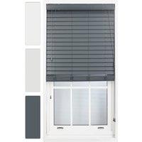 Furnished Venetian Window Blinds Faux Wood 50mm Slats in Dark Grey | Size: 55 cm width x 150 cm drop