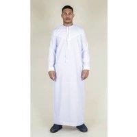 Thobez Men's Thobe Emirati Islamic Clothing String Tassel in White | Size: 58S