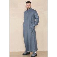 Thobez Men's Muslim Eid Thobe with Nehru Collar in Grey | Size: 60S