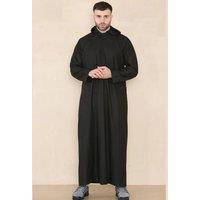 Thobez Men's Muslim Islamic Hooded Thobe in Black | Size: 56R