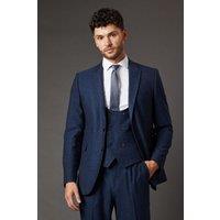 Burton Men's Navy Tweed Look Tailored Fit Suit Jacket | Size: 36R