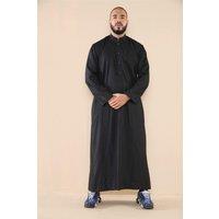 Thobez Men's Muslim Nehru Collar Eid Thobe in Black | Size: 60R