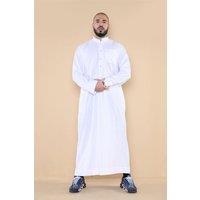 Thobez Men's Muslim Nehru Collar Eid Thobe in White | Size: 60R