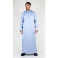 Thobez Men's Satin Emirati Thobe Islamic Clothing in Grey | Size: 58S