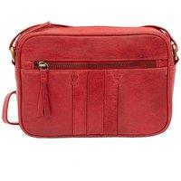 PRIMEHIDE Women's 'Arizona' Leather Camera Style Bag in Red