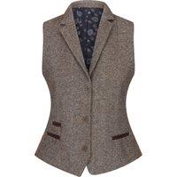 TruClothing Women's Wsn - Tweed Herringbone 1920's Waistcoat in Light Brown | Size: 16