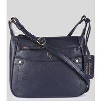 'Classico Napoli' Real Leather Top Zip Crossbody Bag