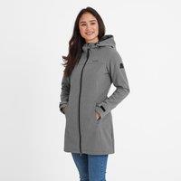 TOG24 Women's 'Keld' Long Shower Resistant Hooded Softshell Jacket in Dark Grey | Size: 8