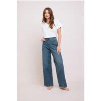 M&Co Women's Wide Leg Jeans in Mid Blue | Size: 14L