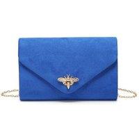 JFY Women's Bee Lock Clasp Suede Clutch Bag in Royal