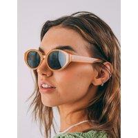SVNX Women's Oval Plastic Frame Sunglasses in Yellow