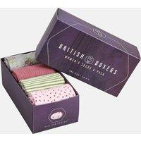 British Boxers Women's Four-Pair "Briar Rose Pinks & Greens" Sock Gift Box