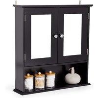 VonHaus 2 Door Bathroom Wall Mirror Cabinet in Black