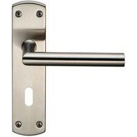Loops Mitred Lever Door Handle on Lock Backplate 172 x 44mm Satin Stainless Steel in Metallics