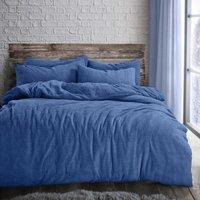 Velosso Plain Teddy Warm & Cosy Duvet Cover & Pillowcase Set in Blue | Size: Double