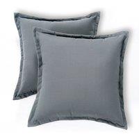 Homescapes Luxury Waterproof Plain Outdoor Cushion 45 x 45 cm, Set of 2 in Grey | Size: 45 cm x 45 cm