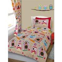 Velosso Owls Multi Cotton Rich Printed Duvet Cover & Pillowcase Set | Size: Double