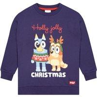 Bluey Girl's Bingo Christmas Sweatshirt in Blue | Size: 18-24 m
