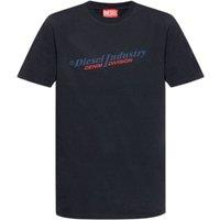 Diesel Men's Industry Denim Division Logo Navy Blue T-Shirt | Size: Large