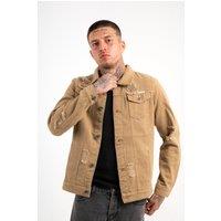 Norton Denim Jacket In Tan With Distressing