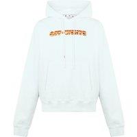 Off-White Men's Orange Metal Arrow Logo Skate White Hoodie | Size: Large